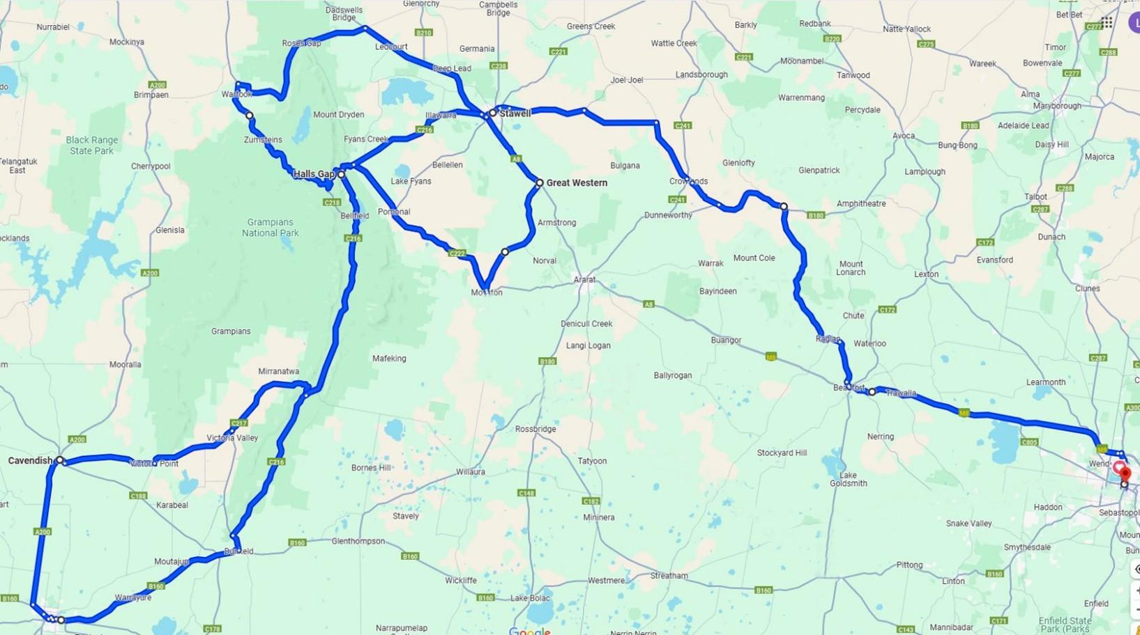 Grampians Gallivant 2025 route map